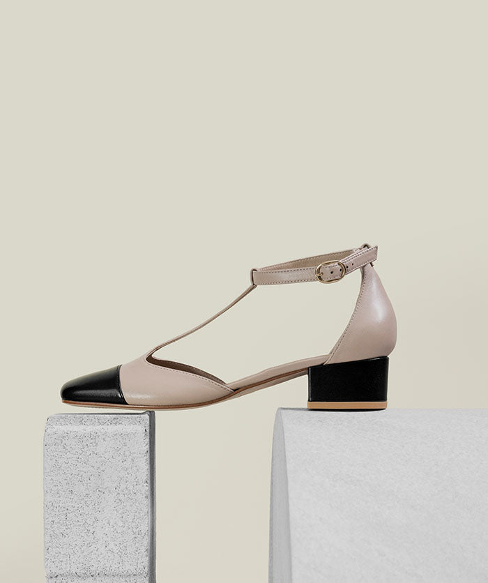 Rosa Beige and Black Pumps